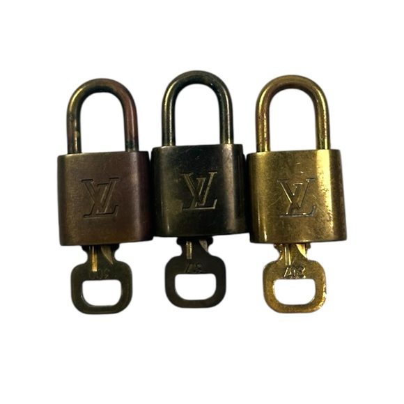 Louis Vuitton Accessories - Louis Vuitton Gold Brown Brass Padlock Set Bundle of 3